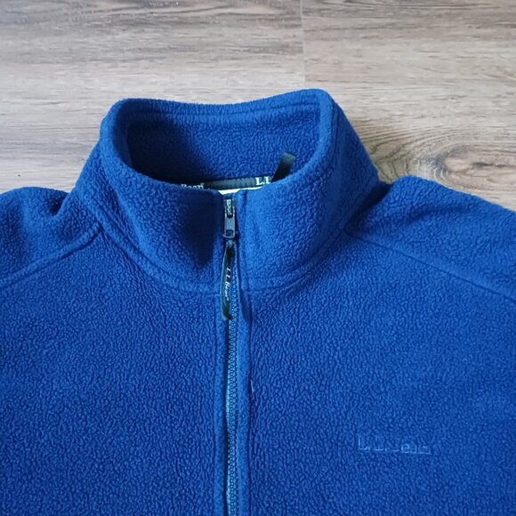 Vintage L.L Bean Womens Petite LARGE Full Zip High Neck Fleece Jacket Blue - Picture 2 of 8